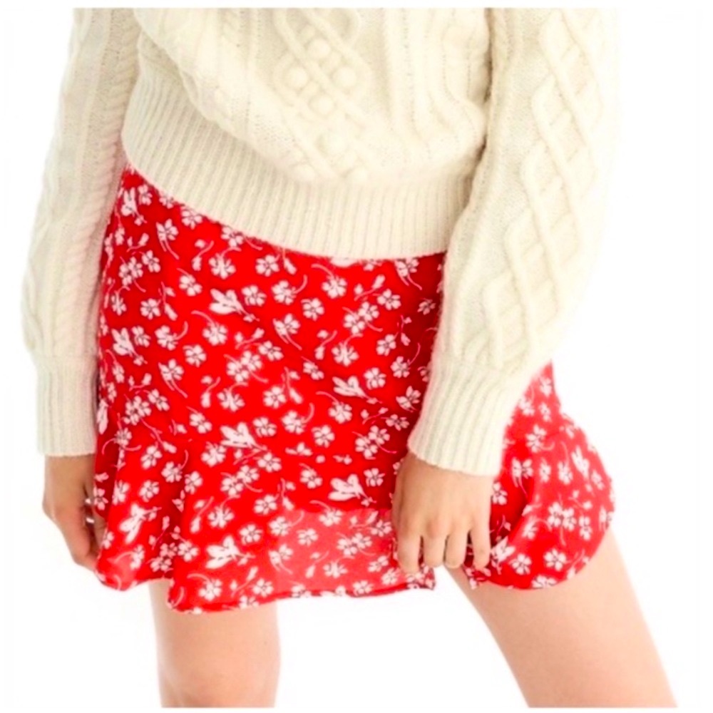 J. Crew Mercantile Red Ruffle Skirt